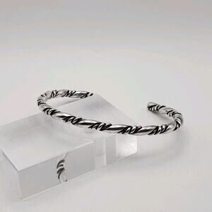 Vintage Handmade Southwestern Sterling Silver Rope Twisted Cuff Bracelet, 12.95g